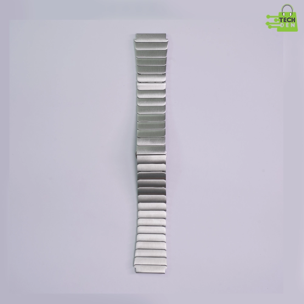 Premium Brushed Metal Link Watch Strap with Double Button Push Clasp